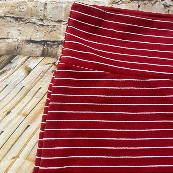 Lularoe Red White Striped Stretch Soft Knit Pencil Skirt - Picture 2 of 5